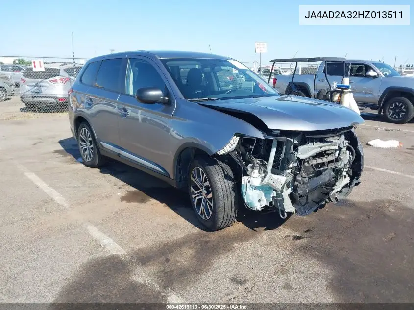 2017 Mitsubishi Outlander Es VIN: JA4AD2A32HZ013511 Lot: 42619113