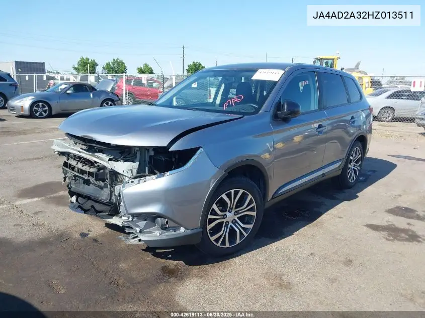 2017 Mitsubishi Outlander Es VIN: JA4AD2A32HZ013511 Lot: 42619113