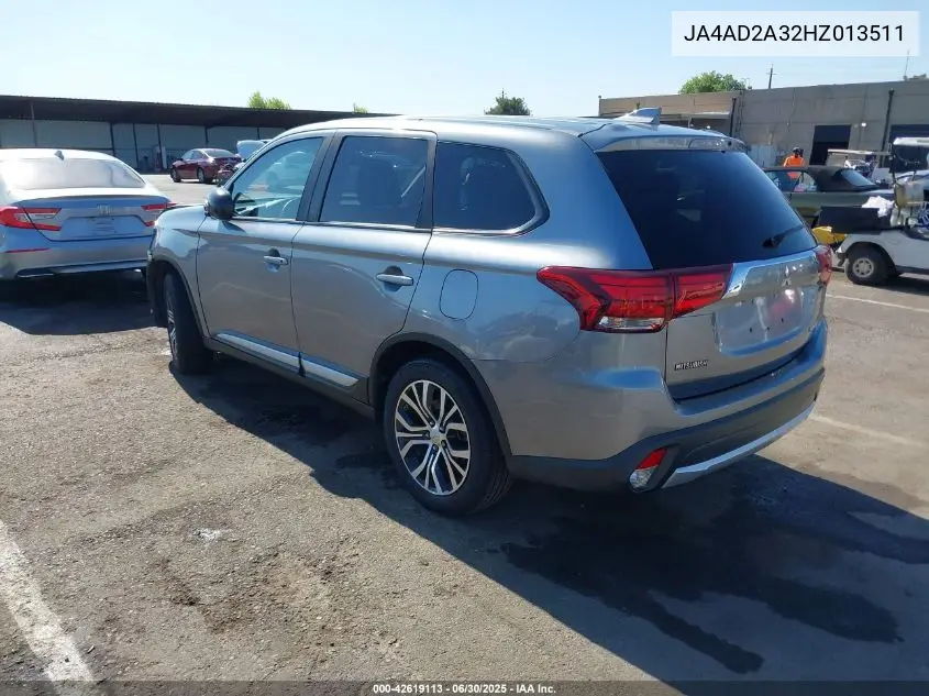 2017 Mitsubishi Outlander Es VIN: JA4AD2A32HZ013511 Lot: 42619113