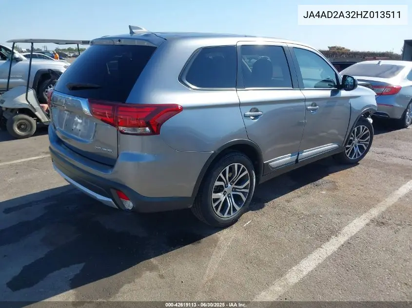 2017 Mitsubishi Outlander Es VIN: JA4AD2A32HZ013511 Lot: 42619113