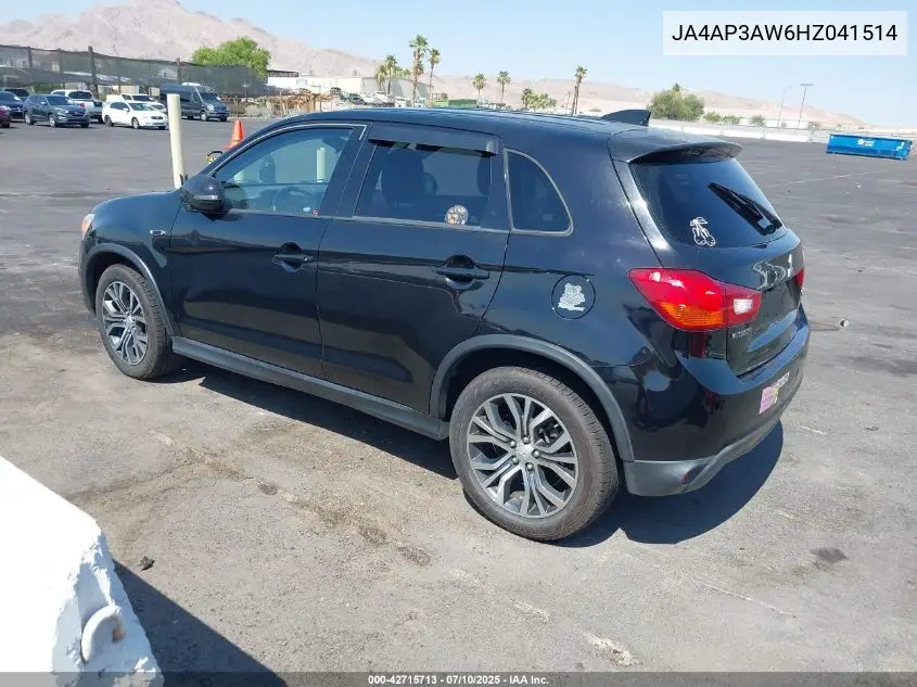 2017 Mitsubishi Outlander Sport Es/Se VIN: JA4AP3AW6HZ041514 Lot: 42715713