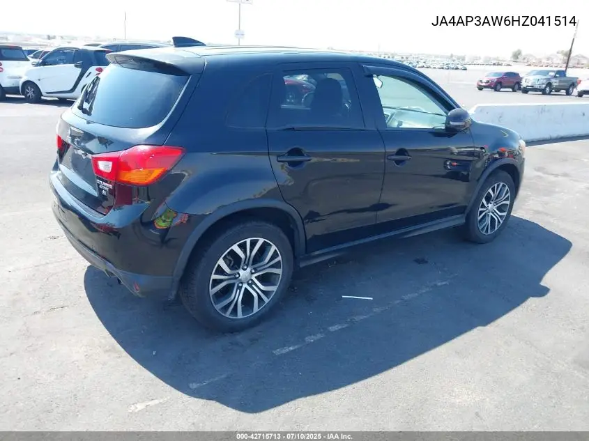2017 Mitsubishi Outlander Sport Es/Se VIN: JA4AP3AW6HZ041514 Lot: 42715713