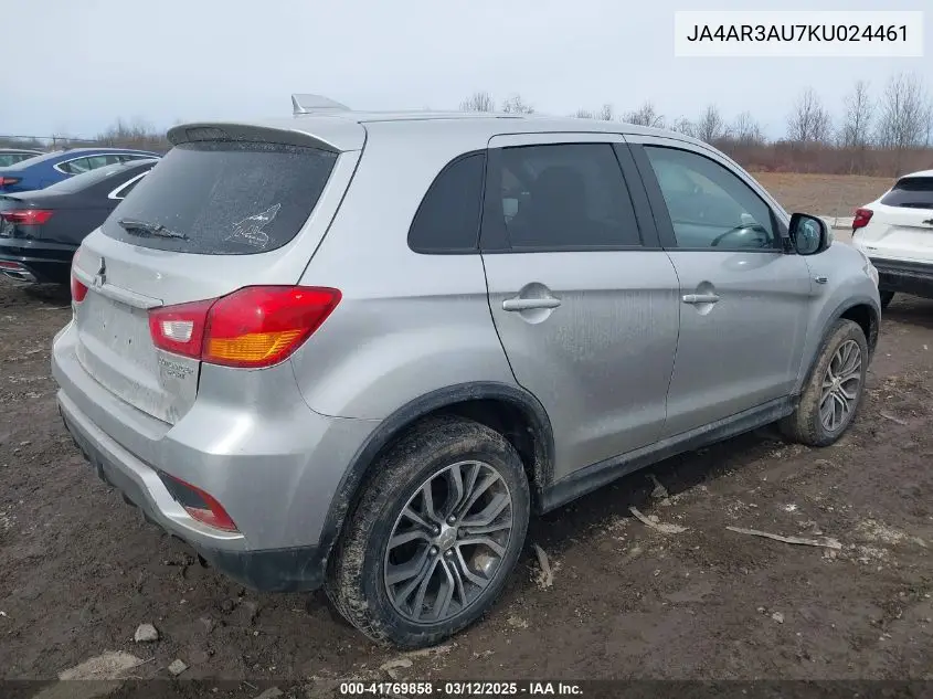 2019 Mitsubishi Outlander Sport 2.0 Es VIN: JA4AR3AU7KU024461 Lot: 41769858