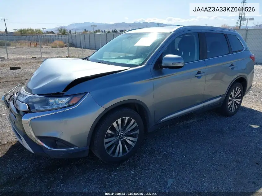 2019 Mitsubishi Outlander Sel VIN: JA4AZ3A33KZ041526 Lot: 41950624