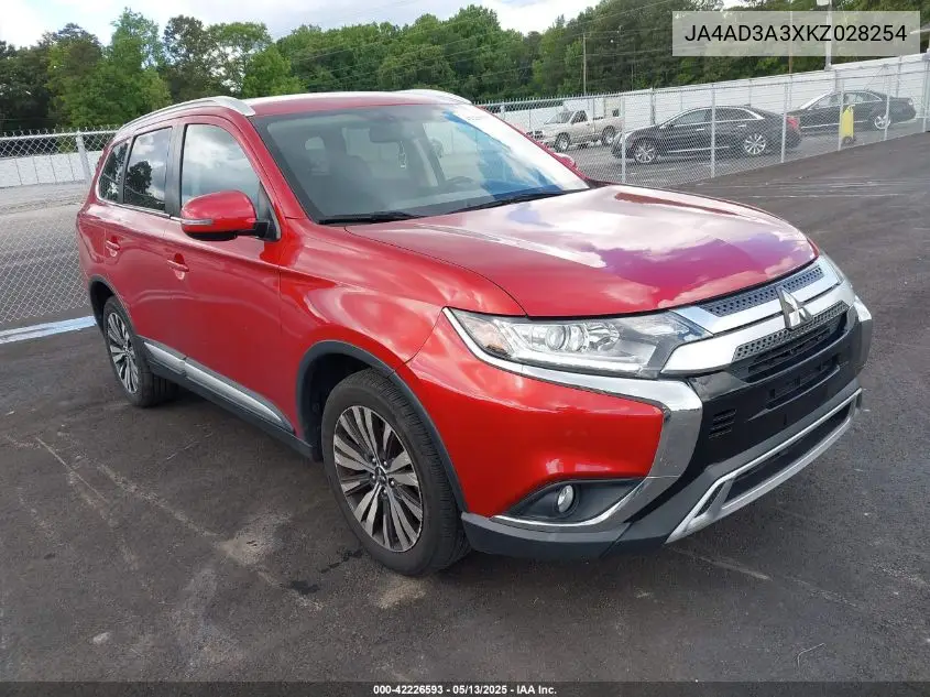 2019 Mitsubishi Outlander Le/Se/Sel VIN: JA4AD3A3XKZ028254 Lot: 42226593