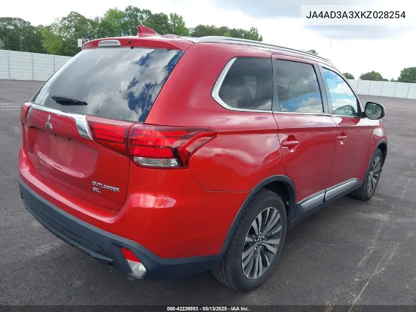 2019 Mitsubishi Outlander Le/Se/Sel VIN: JA4AD3A3XKZ028254 Lot: 42226593