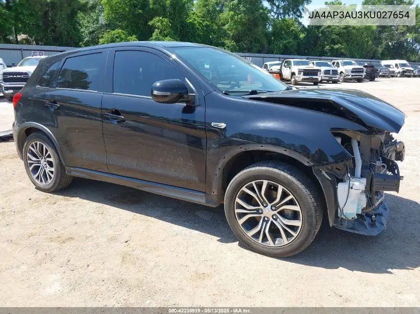 2019 Mitsubishi Outlander Sport 2.0 Es VIN: JA4AP3AU3KU027654 Lot: 42235919