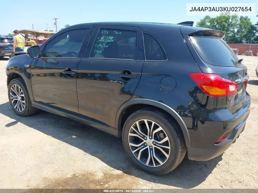 2019 Mitsubishi Outlander Sport 2.0 Es VIN: JA4AP3AU3KU027654 Lot: 42235919