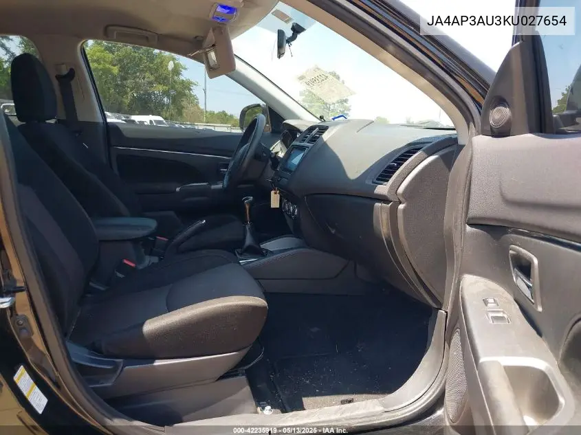 2019 Mitsubishi Outlander Sport 2.0 Es VIN: JA4AP3AU3KU027654 Lot: 42235919