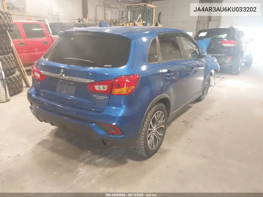 2019 Mitsubishi Outlander Sport 2.0 Es VIN: JA4AR3AU6KU033202 Lot: 42254082
