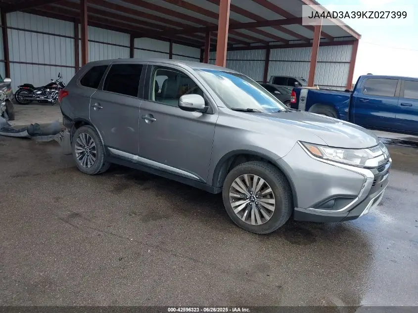 2019 Mitsubishi Outlander Le/Se/Sel VIN: JA4AD3A39KZ027399 Lot: 42596323