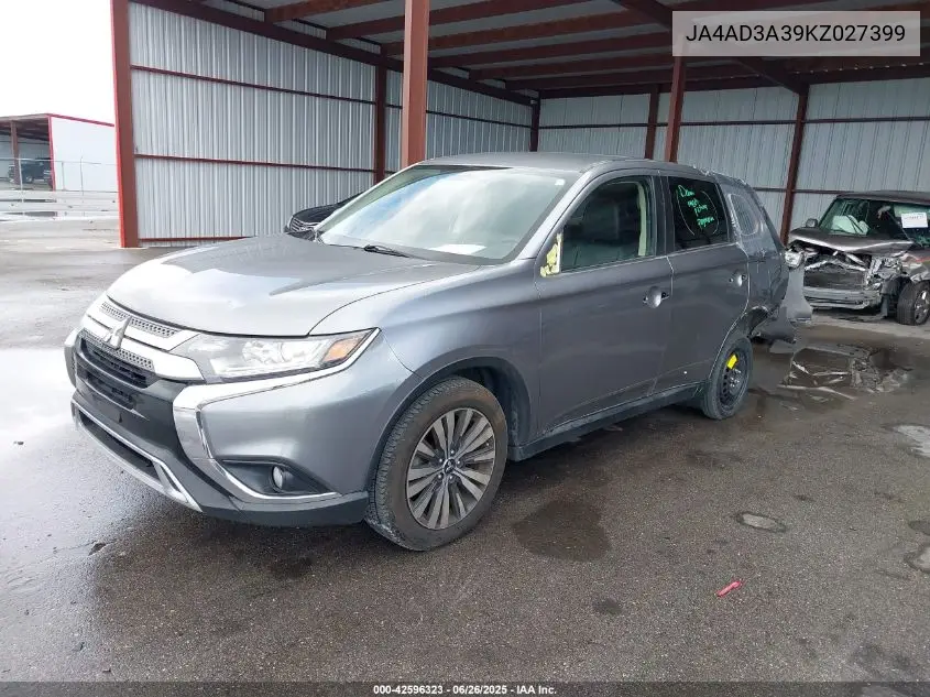 2019 Mitsubishi Outlander Le/Se/Sel VIN: JA4AD3A39KZ027399 Lot: 42596323
