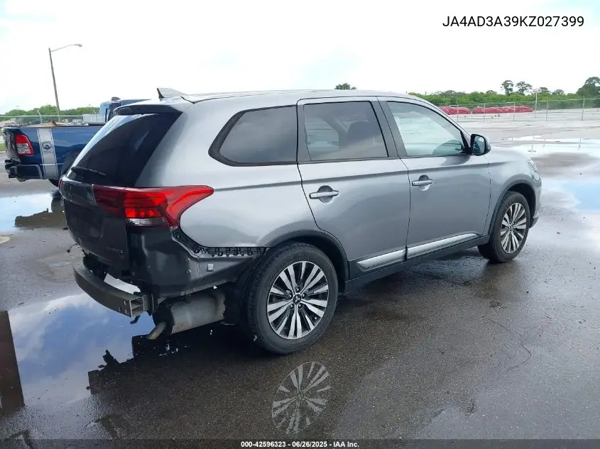 2019 Mitsubishi Outlander Le/Se/Sel VIN: JA4AD3A39KZ027399 Lot: 42596323