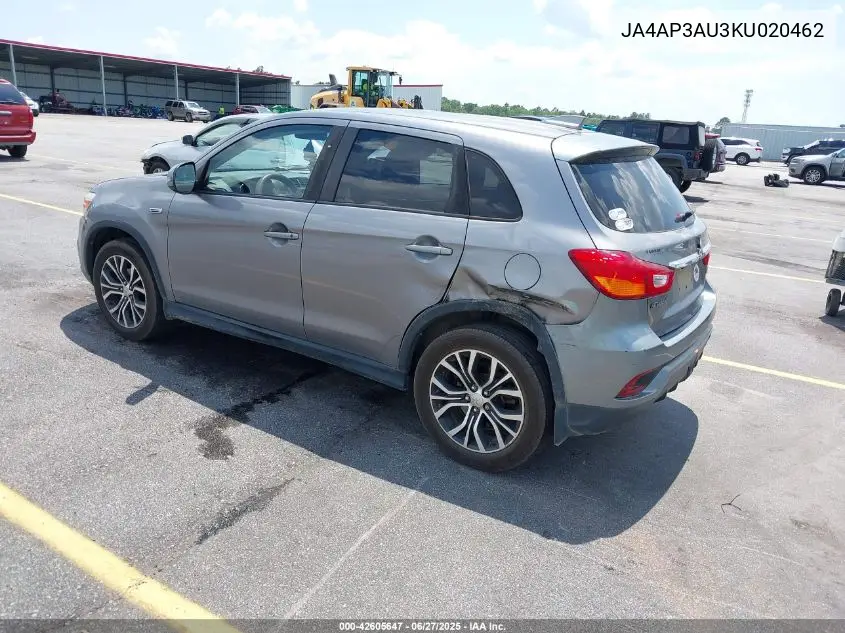 2019 Mitsubishi Outlander Sport 2.0 Es VIN: JA4AP3AU3KU020462 Lot: 42605647