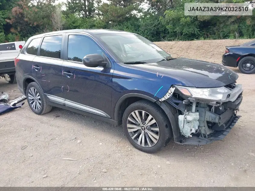 2019 Mitsubishi Outlander Es VIN: JA4AZ3A39KZ032510 Lot: 42615646