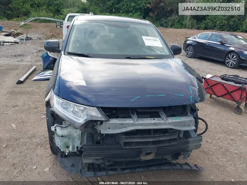 2019 Mitsubishi Outlander Es VIN: JA4AZ3A39KZ032510 Lot: 42615646