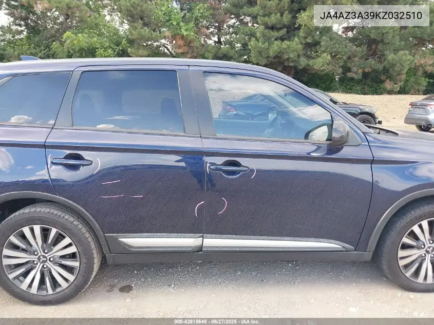 2019 Mitsubishi Outlander Es VIN: JA4AZ3A39KZ032510 Lot: 42615646