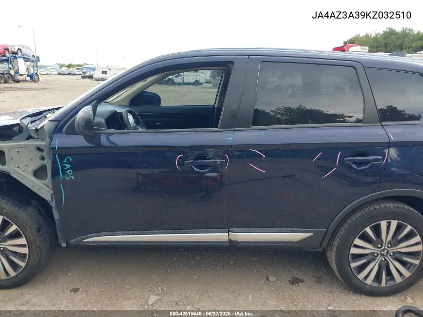 2019 Mitsubishi Outlander Es VIN: JA4AZ3A39KZ032510 Lot: 42615646
