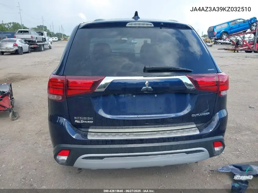 2019 Mitsubishi Outlander Es VIN: JA4AZ3A39KZ032510 Lot: 42615646