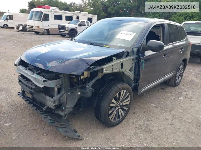 2019 Mitsubishi Outlander Es VIN: JA4AZ3A39KZ032510 Lot: 42615646