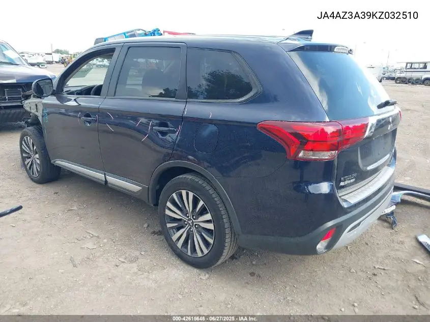 2019 Mitsubishi Outlander Es VIN: JA4AZ3A39KZ032510 Lot: 42615646