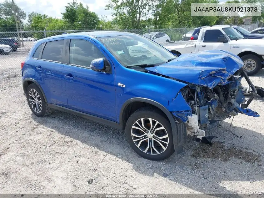 2019 Mitsubishi Outlander Sport 2.0 Es VIN: JA4AP3AU8KU021378 Lot: 42618302