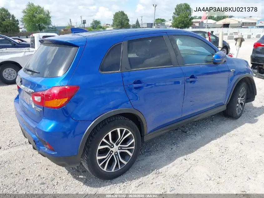 2019 Mitsubishi Outlander Sport 2.0 Es VIN: JA4AP3AU8KU021378 Lot: 42618302