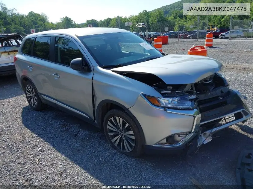 2019 Mitsubishi Outlander Es VIN: JA4AD2A38KZ047475 Lot: 42624441