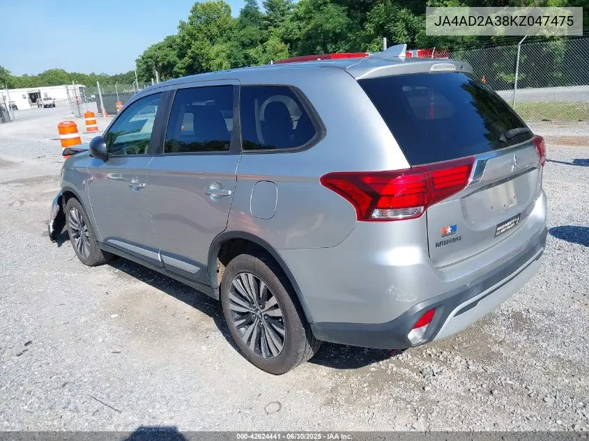 2019 Mitsubishi Outlander Es VIN: JA4AD2A38KZ047475 Lot: 42624441