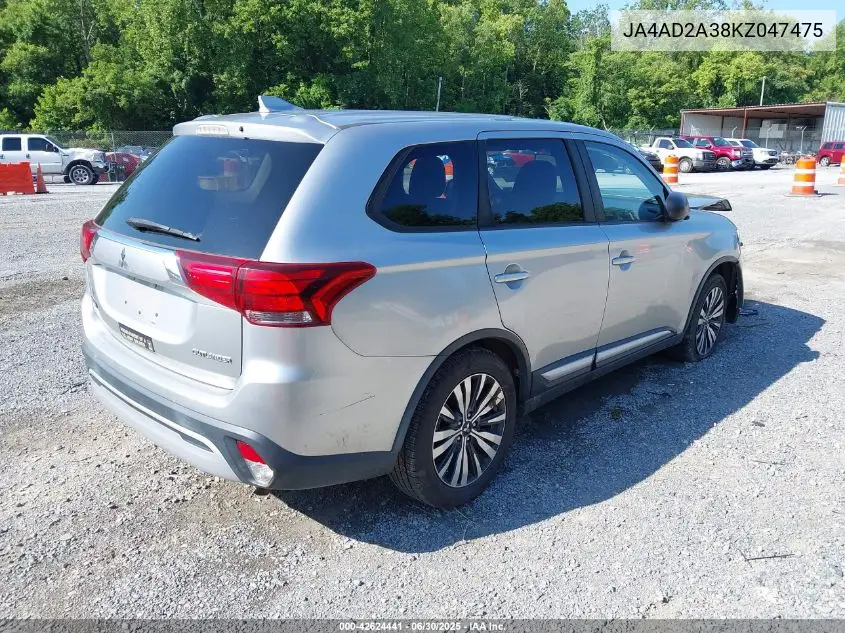 2019 Mitsubishi Outlander Es VIN: JA4AD2A38KZ047475 Lot: 42624441