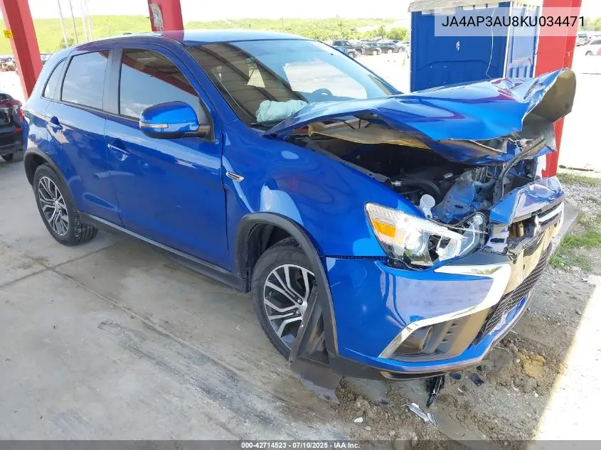 2019 Mitsubishi Outlander Sport 2.0 Es VIN: JA4AP3AU8KU034471 Lot: 42714523