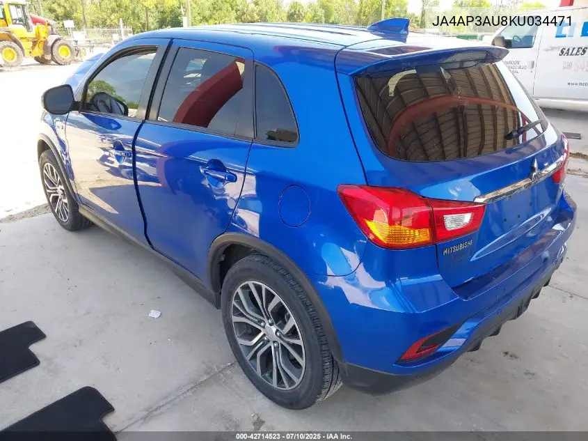 2019 Mitsubishi Outlander Sport 2.0 Es VIN: JA4AP3AU8KU034471 Lot: 42714523