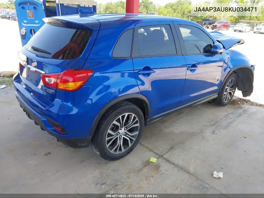 2019 Mitsubishi Outlander Sport 2.0 Es VIN: JA4AP3AU8KU034471 Lot: 42714523