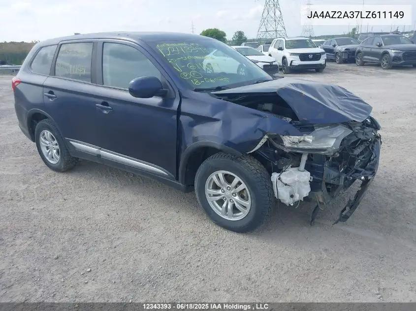 2020 Mitsubishi Outlander Es VIN: JA4AZ2A37LZ611149 Lot: 12343393