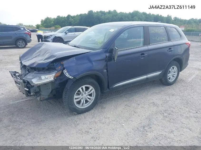 2020 Mitsubishi Outlander Es VIN: JA4AZ2A37LZ611149 Lot: 12343393