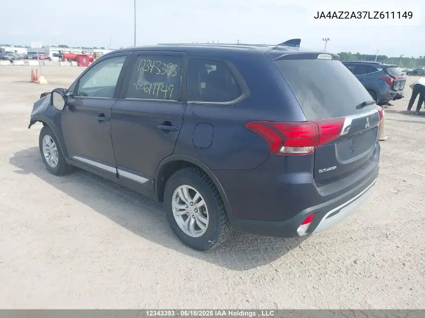 2020 Mitsubishi Outlander Es VIN: JA4AZ2A37LZ611149 Lot: 12343393