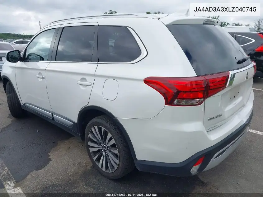 2020 Mitsubishi Outlander Le 2.4/Se 2.4/Sel 2.4/Sp 2.4 VIN: JA4AD3A3XLZ040745 Lot: 42716249