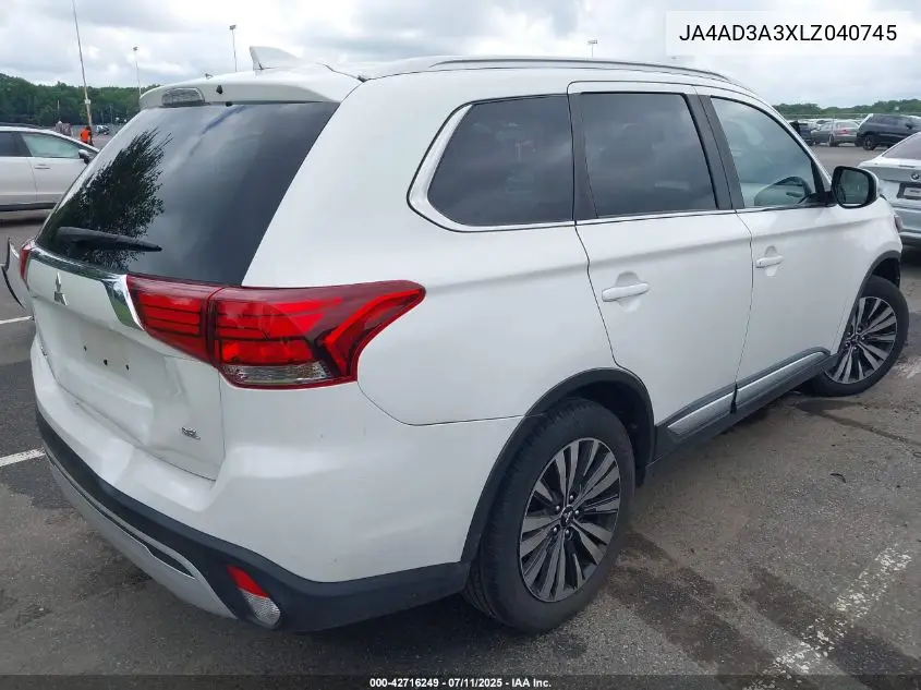 2020 Mitsubishi Outlander Le 2.4/Se 2.4/Sel 2.4/Sp 2.4 VIN: JA4AD3A3XLZ040745 Lot: 42716249