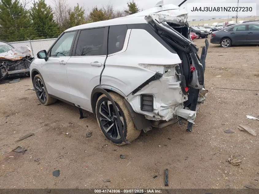 2022 Mitsubishi Outlander Black Edition 2Wd/Se 2.5 2Wd/Se Launch Edition 2Wd VIN: JA4J3UA81NZ027230 Lot: 41743936