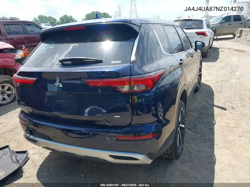 2022 Mitsubishi Outlander Black Edition S-Awc/Se 2.5 S-Awc/Se Launch Edition S-Awc VIN: JA4J4UA87NZ014270 Lot: 42591307