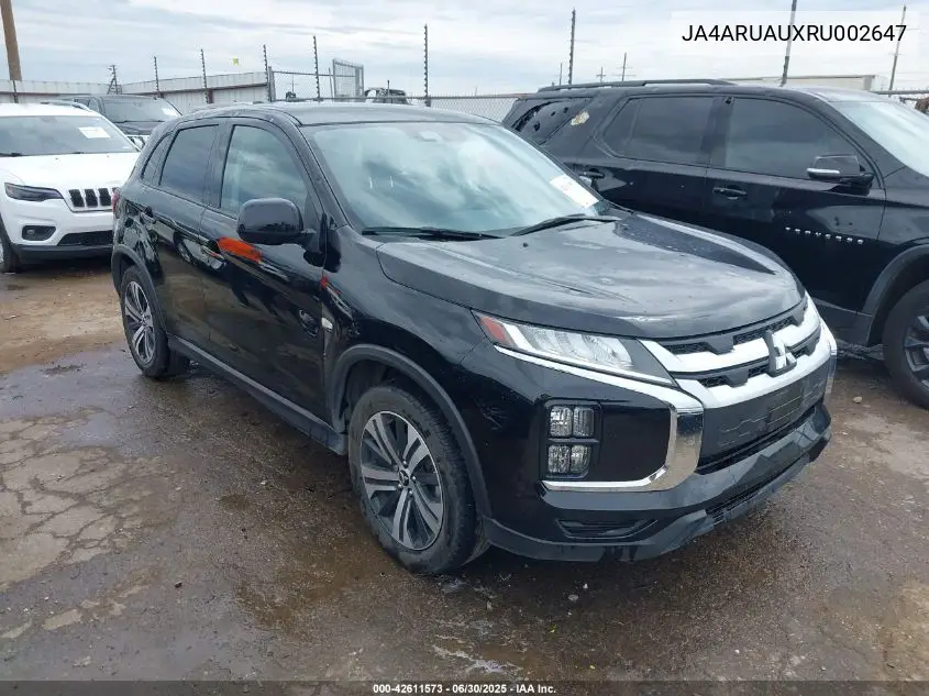 2024 Mitsubishi Outlander Sport 2.0 Es Awc VIN: JA4ARUAUXRU002647 Lot: 42611573
