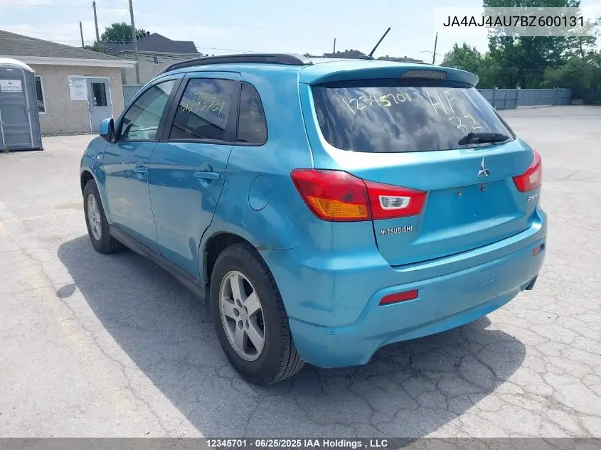 2011 Mitsubishi Rvr Gt VIN: JA4AJ4AU7BZ600131 Lot: 12345701X