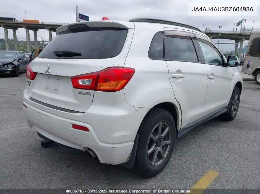 2011 Mitsubishi Rvr VIN: JA4AJ4AU3BZ604936 Lot: 40006716