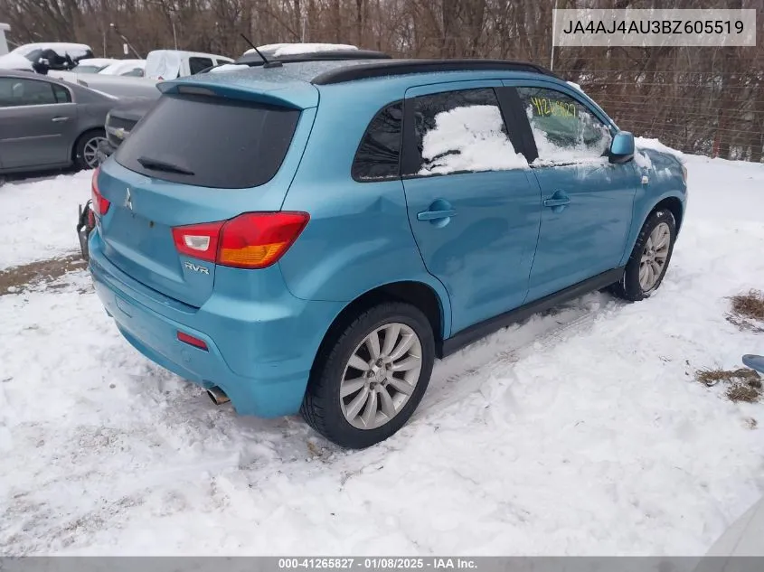 2011 Mitsubishi Rvr Gt VIN: JA4AJ4AU3BZ605519 Lot: 41265827