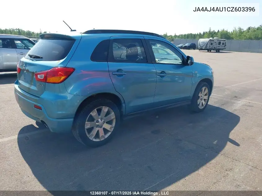 2012 Mitsubishi Rvr Gt VIN: JA4AJ4AU1CZ603396 Lot: 12360107