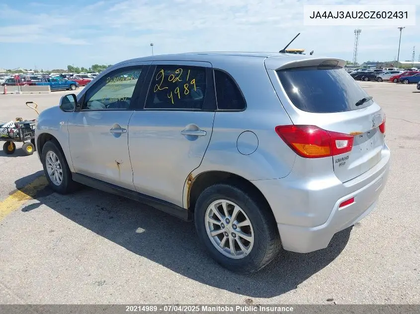2012 Mitsubishi Rvr Se VIN: JA4AJ3AU2CZ602431 Lot: 20214989