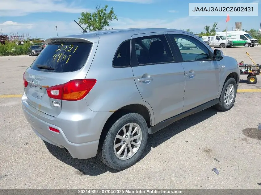 2012 Mitsubishi Rvr Se VIN: JA4AJ3AU2CZ602431 Lot: 20214989