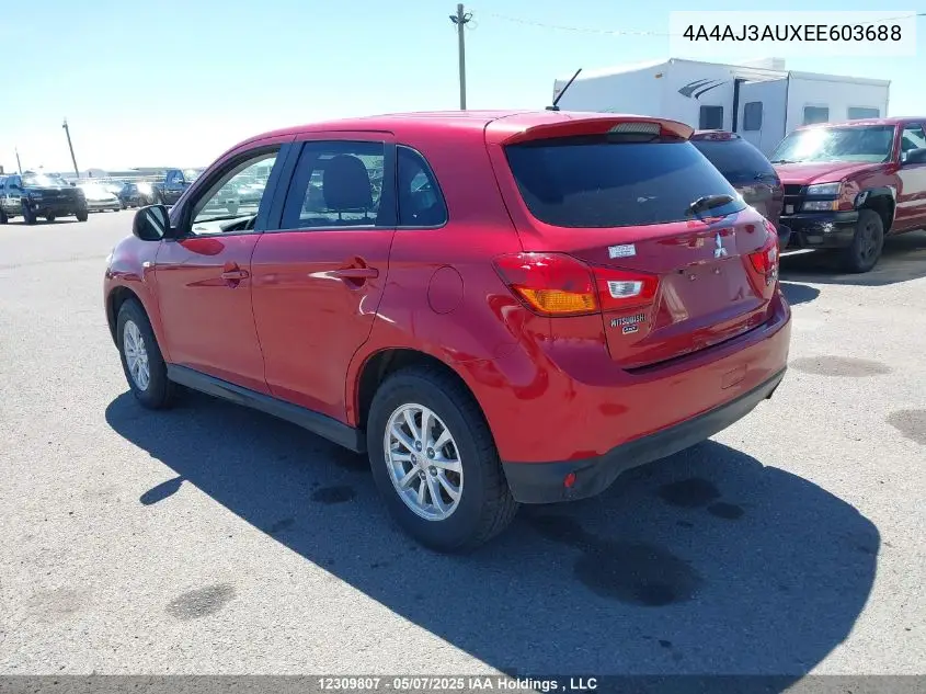 2014 Mitsubishi Rvr Se VIN: 4A4AJ3AUXEE603688 Lot: 12309807