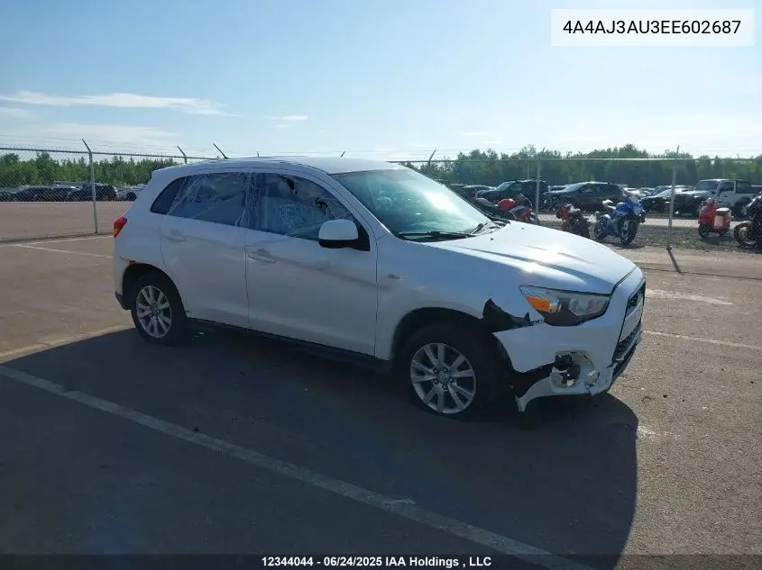 2014 Mitsubishi Rvr Se VIN: 4A4AJ3AU3EE602687 Lot: 12344044
