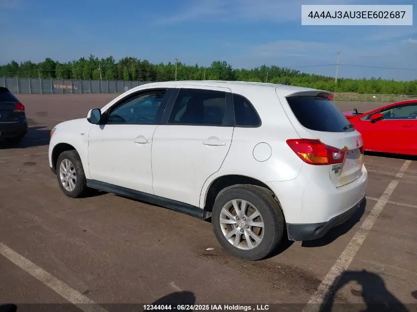 2014 Mitsubishi Rvr Se VIN: 4A4AJ3AU3EE602687 Lot: 12344044